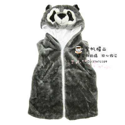 Winter children lovely ma3 jia3 cartoon raccoon vest waistcoat animal model of clothes for children parents vest.