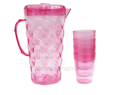 Bulk plastic jug fresh juice adjust pot with 4 cups CY-012