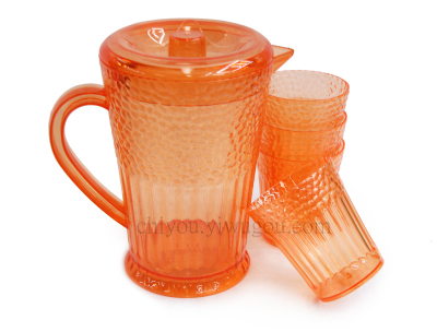 Fashion plastic transparent drinking ware set with 4 large capacity jug CY-5764