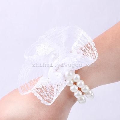 New and fashion white imitation pearl Korean gauze net bride wrist flower fashion wedding supplies wholesale