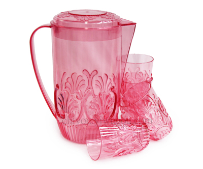 Stylish transparent colored flowers drinking ware teapot 4 cup jug milk fruit juice set CY-5791