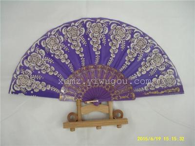 China wind fan plastic printing gold fan dance gift gilt edges fan