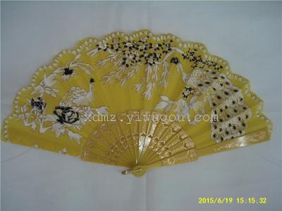 Colored plastic gold lace Peacock printing and advertising promotional gift wedding fan