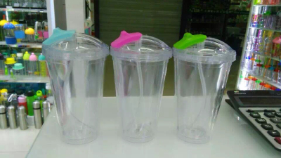 Double eco-friendly materials push the plastic cup covered fashion design, 500ML, sippy cups