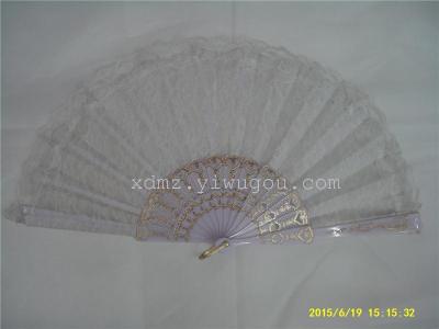 "Factory direct" new double silk lace fan plastic folding fan dance and crafts fan shop