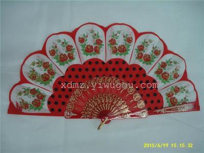 Chinese fan dance of wind fan plastic dots, PIP printing powder gift gilt edges fan