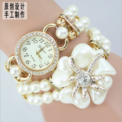 Korean student pearl bracelet form female form diamond-fashion luxury ladies watch