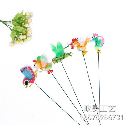 Factory Direct Sales Cartoon Animal Garden Insert Smiley Face Bee Cartoon Ant Card {with Iron Rod)