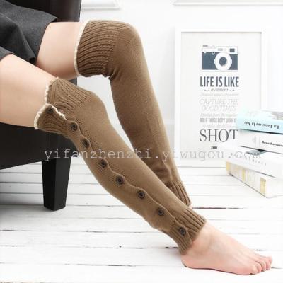 Side buckle lace leg warmers knee socks OEM female Korean winter warm feet factory direct wholesale