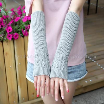 Korean fashion knit gloves fashion wave stitch a half arm sleeve factory direct wholesale