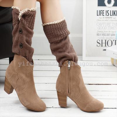 Side buckle lace leg warmers leg warmers OEM female Korean winter warm feet factory direct wholesale