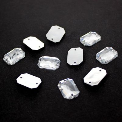 Crystal Clear Rhinestones  Flatback Rectangle Octagon Acrylic Sew On Beads DIY Garments Decoration