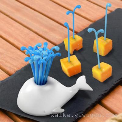 Creative fruits of the sea, a whale fruit fork fork forks 16 new products
