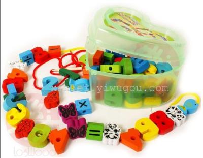 Alphanumeric string music toys wooden toys heart-shaped beads