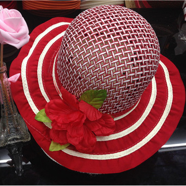 Korean striped flower pierced visor Hat women's hats