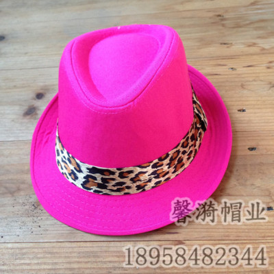Korean version of Leopard print Ribbon Beanie Hat new stage performance Hat