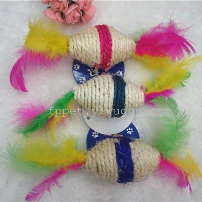 Catch pets pet supplies cat toys hemp cone feather cat toys can be ground to catch the cat toy