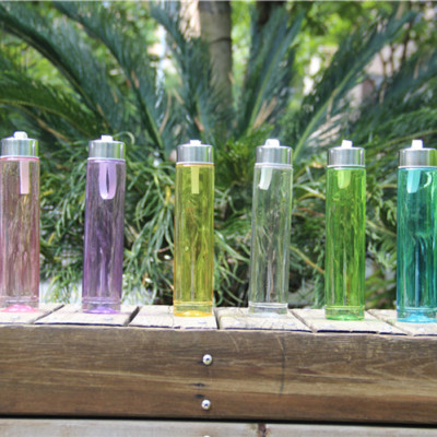 Small and cute, can't break the plastic solid color transparent water cup, portable, leak-proof, lovers club cup, student soda bottle