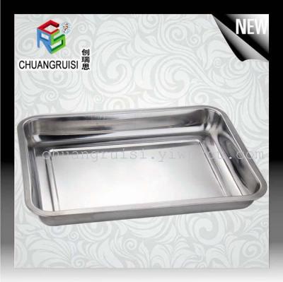 Stainless steel square plate rectangular tray deep food plate barbecue tray