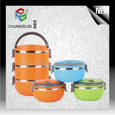 Insulated lunch box stainless steel cute Bento boxes round multi-layer student lunch box
