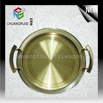 Factory direct sale bronze tray with handle round dish technology tray wholesale