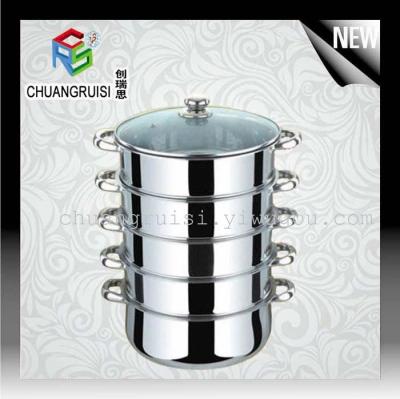 Factory direct stainless steel 5 layer steamer combination steamer glass cover steamer