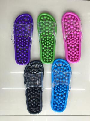 Factory Wholesale New Bathroom Non-Slip High Quality PVC Crystal Multi-Color Women's Slippers Massage Health Slippers