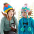 Little yellow guy labeling Beanie mixed colors in autumn and winter plus velvet the wings helmet