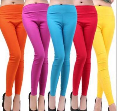 Leggings tall Candy-colored feet pencil pants waist woven women's trousers