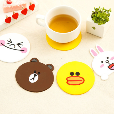 A creative cartoon silicone thermal gasket fashion round coasters coaster mat