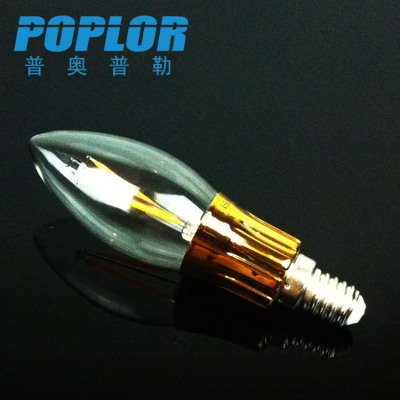 LED filament lamp / 2W / the tip of the bubble / candle lamp / glass / Imitation tungsten lamp