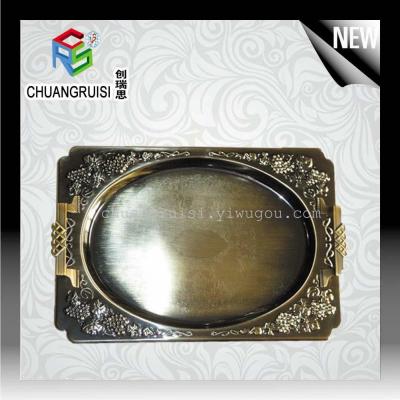 Stainless steel tray with handle new design plate square tray golden