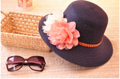 The new sweet straw hat belt along the lady pansy sun hat