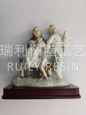 Resin religious artefact decorations made electroplating small families flee to inform