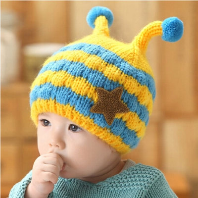 Korean bee infant Mao Xianmao star plus velvet bonnet stripes