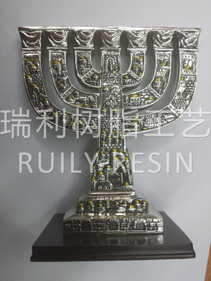 Resin handicraft decoration plating seven head holder of religion