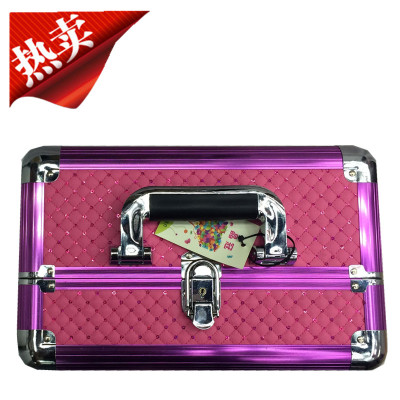 Hot Sale Sequin Plaid Aluminum Alloy Makeup Box Casket Jewel Box Beauty Hairdressing Box