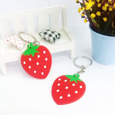 Strawberry fruit soft PVC cartoon mix key ring pendant