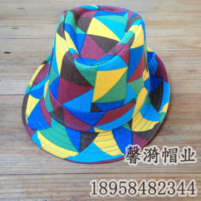 Diamond mosaic small hat and personality bonnet triangle jazz hat hat children