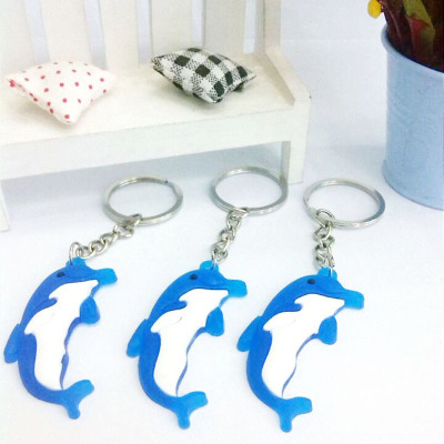 Beautiful dolphin soft PVC cartoon pendant mix key ring