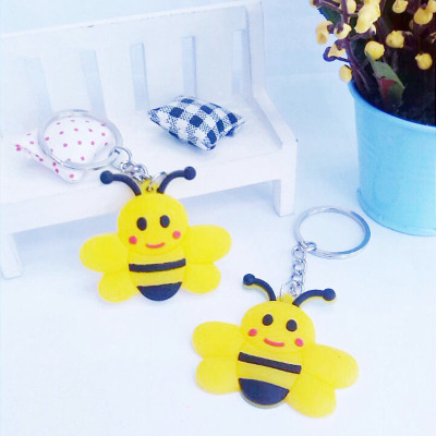 Small bee PVC soft cartoon mix key ring pendant