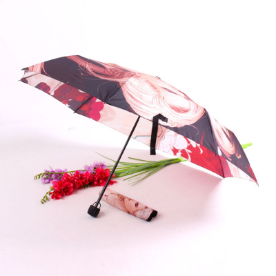 Cartoon pattern umbrella cartoon character three fold umbrella personality creative umbrella color printing 