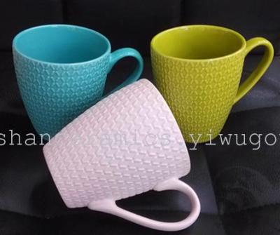 Creative embossed high-capacity Ceramic Mug Cup Coffee glaze cup