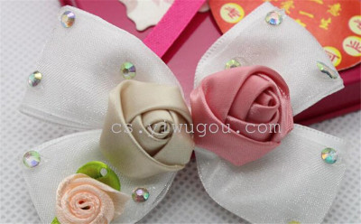 8 polyester yarn rose drill Bowties DIY shoes and apparel accessories