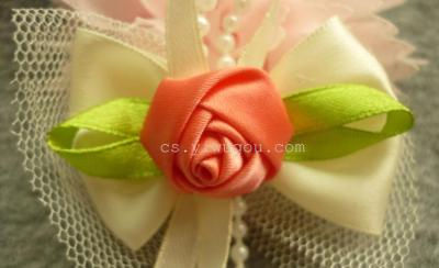 New hot selling rose green leaf chest flower hat flower handwork flower shoes flower children's hair accessories