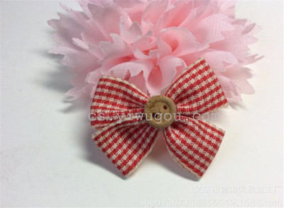DIY British vintage thread with button checked bow accessories