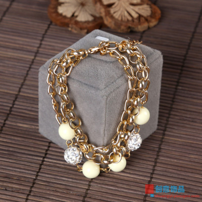 An exquisite fashion pearl with diamond bracelet bracelet jewelry chain multi Korean female