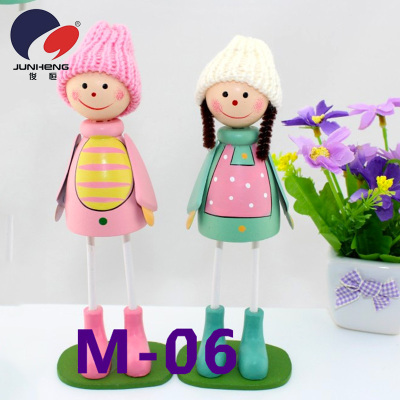 Medium Wool Doll Wooden Doll Hanging Feet Doll Creative Craft Gift M06