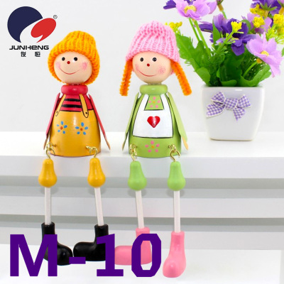 Medium Wool Doll Wooden Doll Hanging Feet Doll Creative Craft Gift M08