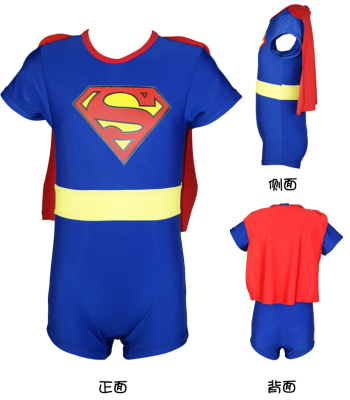 Children's one-piece swimsuit superman flat belt swimming cap taobao hot style special